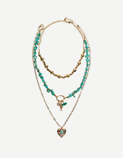 BERSHKA Набор из 3 ожерелий в стиле бохо, золотой