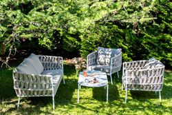 "Диего" лаунж-зона 4-местная плетеная из роупа (веревки), каркас алюминиевый белый, роуп бежевый