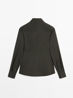 Massimo Dutti Эластичная рубашка из смесового хлопка, зеленый