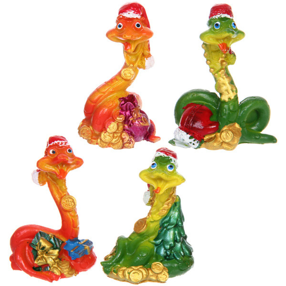 Фигурка новогодняя «Змейка с подарками» 5*3,5*6,5 см, микс