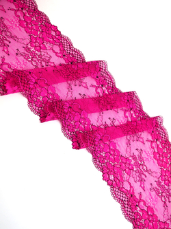 Эластичное кружево фуксия с чёрным ширина 17.5 см