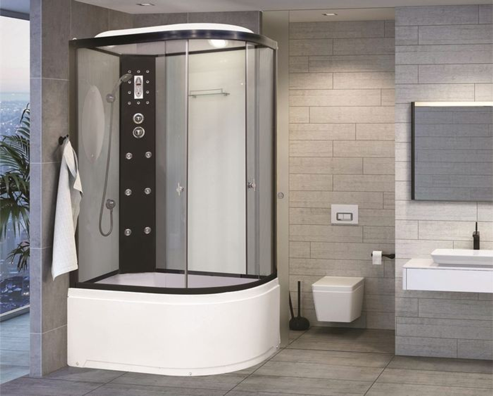Душевая кабина Niagara Ultra NG-1910-01L (120х80х220) высокий поддон(48см),черный,стекло тонированное,4 места