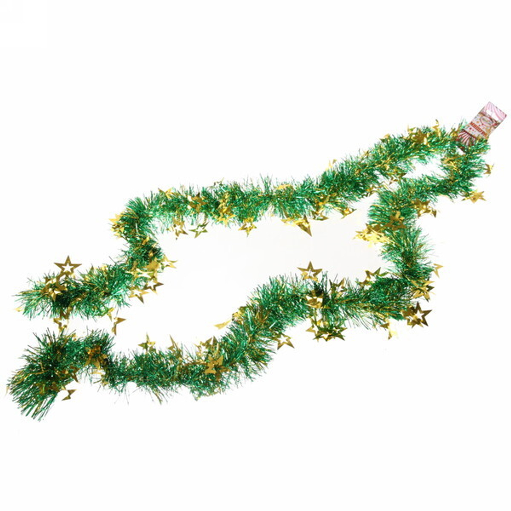 Мишура 2м 8см «Звезда», Зеленый/золото