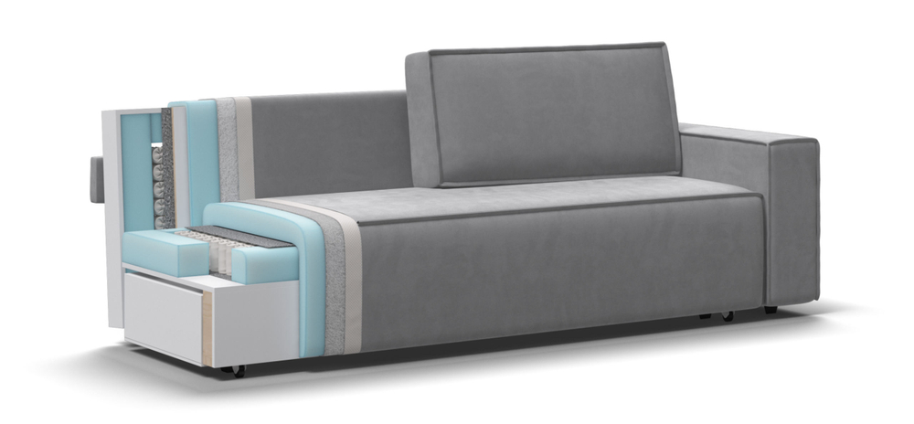 Диван Норд Велюр Монолит сталь