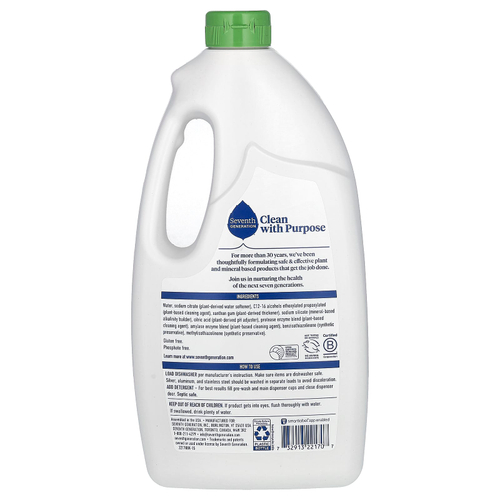 Seventh Generation, гель для моющего средства для посудомоечных машин, прозрачный, 1,19 кг (2,62 фунта)