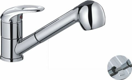 Смеситель для кухни, поворотный выдвижной излив, режим "душ", хром, Cron CN6003, хром