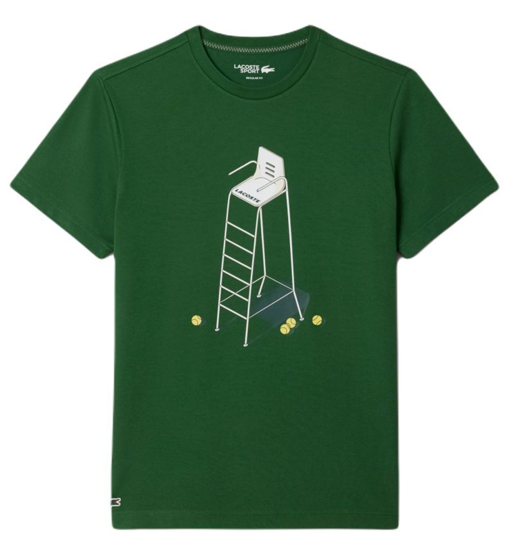 Мужская теннисная футболка Lacoste Tennis Heritage Print - зеленый