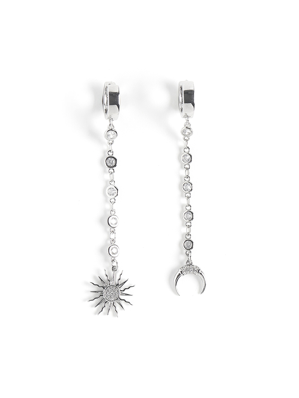 Серьги "Sun and moon long" Silver
