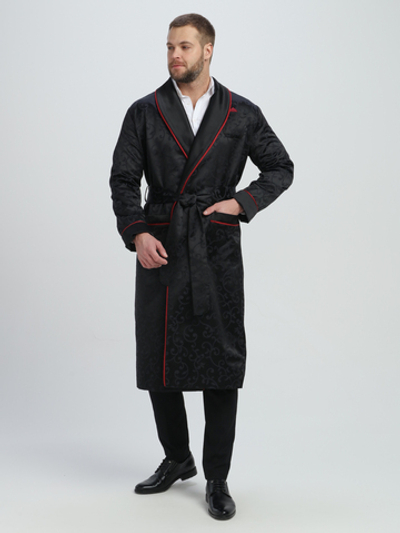 Халат из облегченного жаккарда с атласными бортами