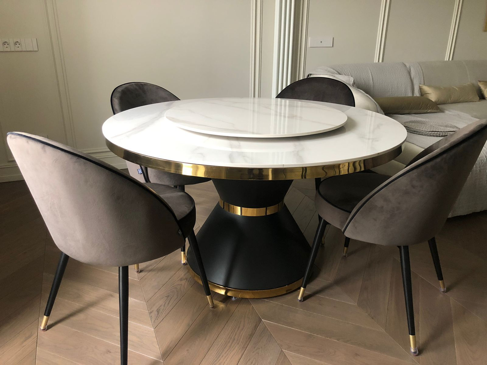 Стол обеденный Ist Casa Патрик, 130х130х75 см, белый мрамор