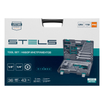 Набор инструментов, 1/4", 1/2", Cr-V, S2, усиленный кейс, 119 предметов Stels