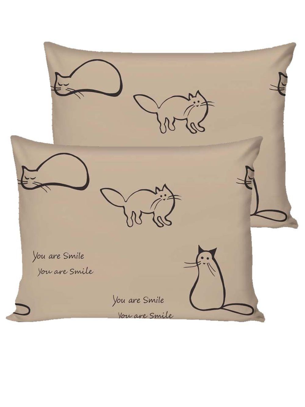 Комплект наволочек 2шт  "Котики (беж)" 50х70 см