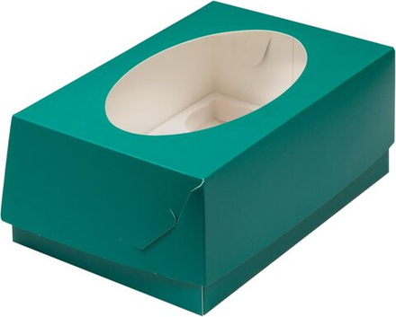Коробка для капкейков (6), 250*160*100,  Зеленая