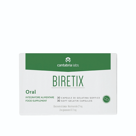 BIRETIX Oral (Cantabria Labs) – БАД «БИРЕТИКС» с глюконатом цинка и никотинамидом (30 капсул)