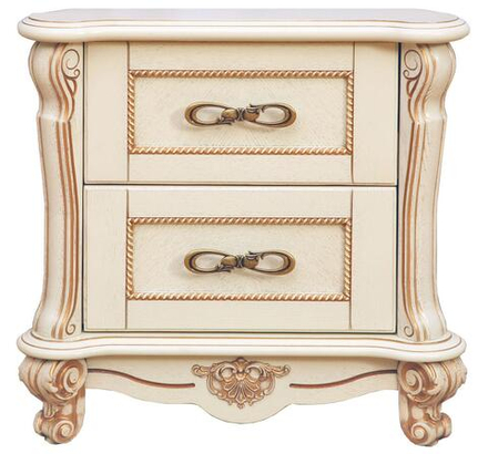 Тумба прикроватная "Алези" П1.350.1.20 Слоновая кость с золочением, Массив