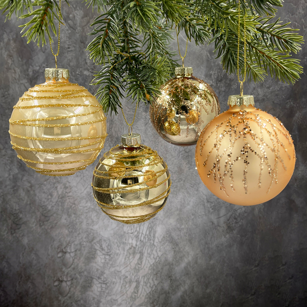 Набор шаров 7см 18шт ChristmasDeLuxe золотой микс