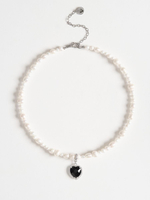 Колье "Royal Love Pearl" Silver c чёрным агатом
