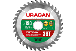 Диск пильный по дереву Optima 190х20/16 мм, 36Т URAGAN 36801-190-20-36_z01