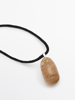 Massimo Dutti Ожерелье с натуральным камнем, горчично-желтый