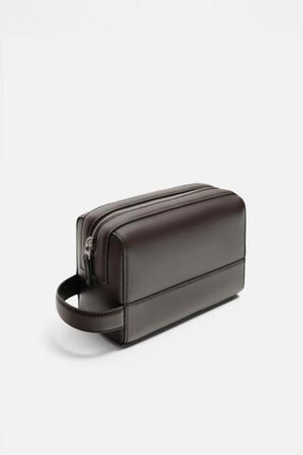 ZARA ОДНОТОННЫЙ НЕСЕССЕР, КОРИЧНЕВЫЙ