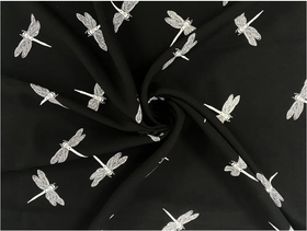 Ткань Вискоза "Стрекоза чер." шир. 150 см 140г/м Состав: вискоза 100%