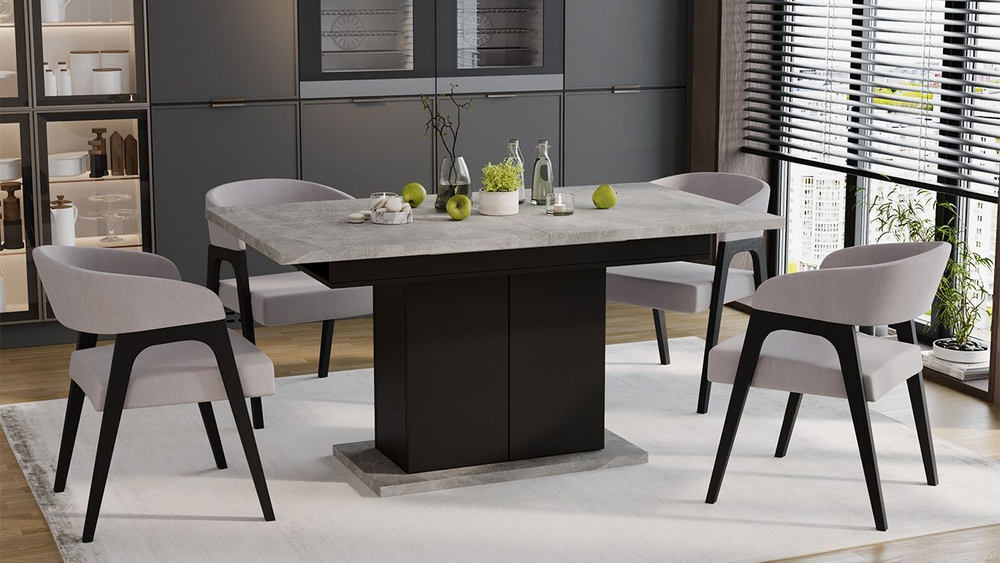 Стол кухонный обеденный раздвижной Белый, Дюна_32, 85х150,4х77 см