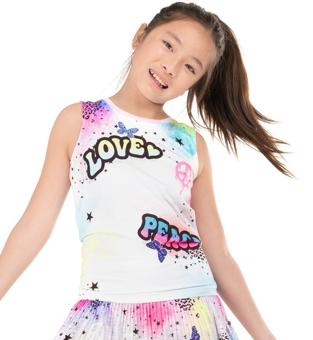 Футболка для девочки Lucky in Love Novelty Print Graffiti Squad Tie Back Tank - Multikolor