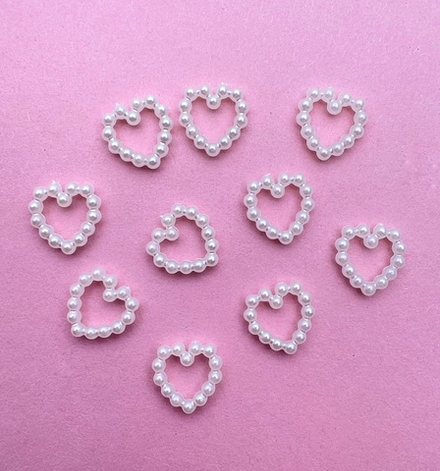 1831 Фигурки объёмные "Жемчуг сердечки" 10 шт