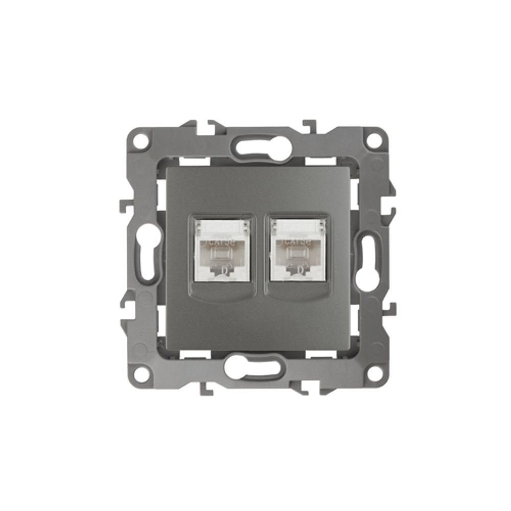 Розетка ЭРА Серия 12 12-3108-12 информационная двойная 2XRJ45 IP20 графит | Эра 12