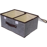 Короб - органайзер складной стеллажный для хранения вещей «ДОМания», цвет серый, два отделения, 36*25*16см (лейбл)