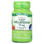 Nature's Truth, Sleep Melatonin, натуральные ягоды, 12 мг, 60 быстро растворяющихся таблеток