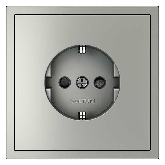 Розетка встраиваемая Voltum S70 с заземлением и защитными шторками, 16А, (сталь) VLS040205