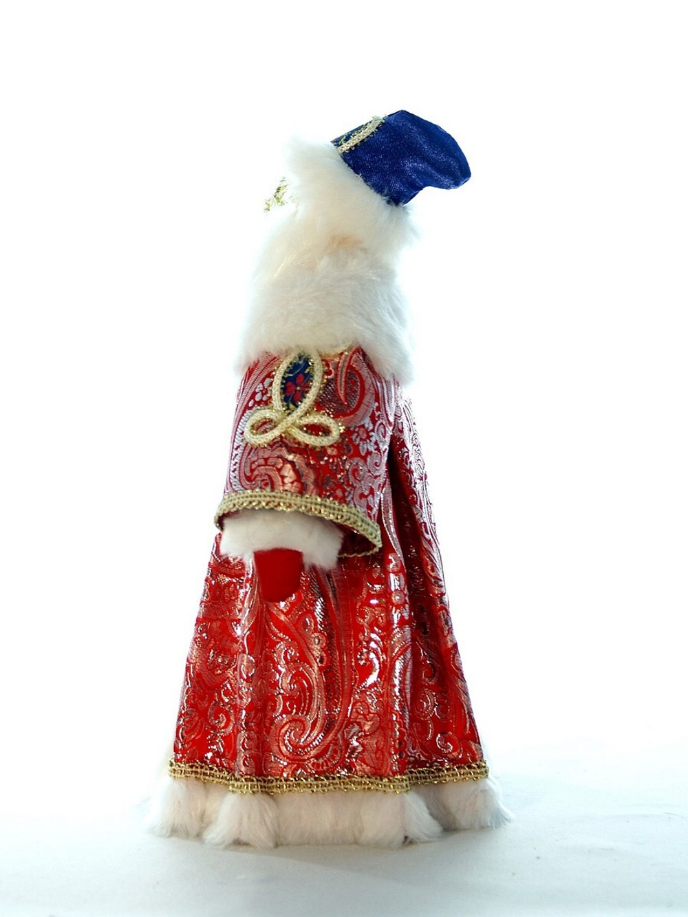 Кукла фарфоровая Дед Мороз в боярской шубе из парчи