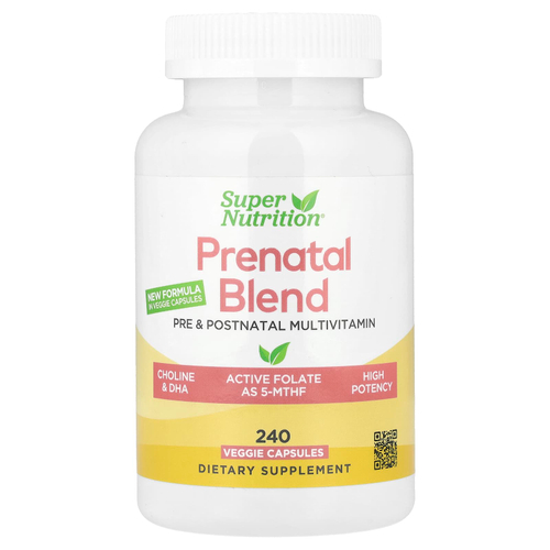 Super Nutrition, мультивитамины для беременных, с суперзеленью, комплексом специй, витамином C, холином и фолатом, 240 растительных капсул