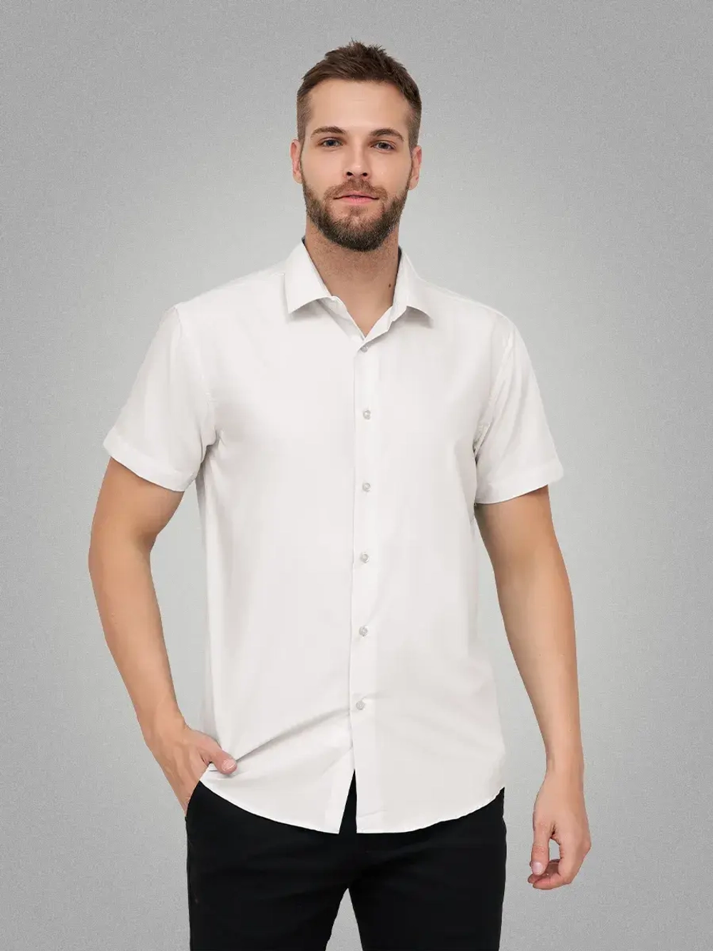 Рубашка приталенная с коротким рукавом