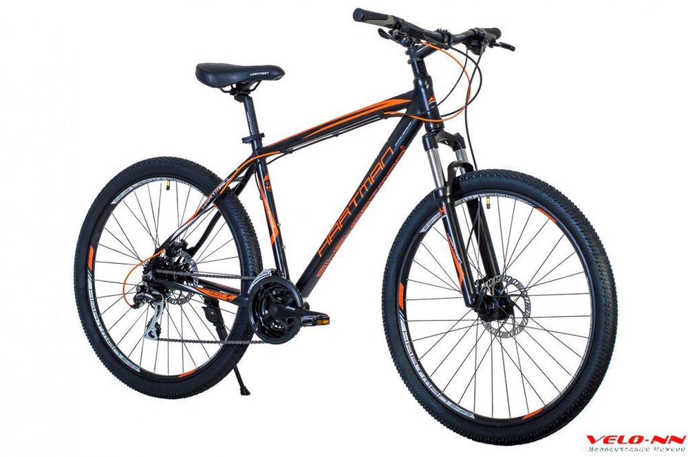 Велосипед Hartman Hurrikan Next Hidro Disc 27.5" (2022) черный/серый/оранжевый
