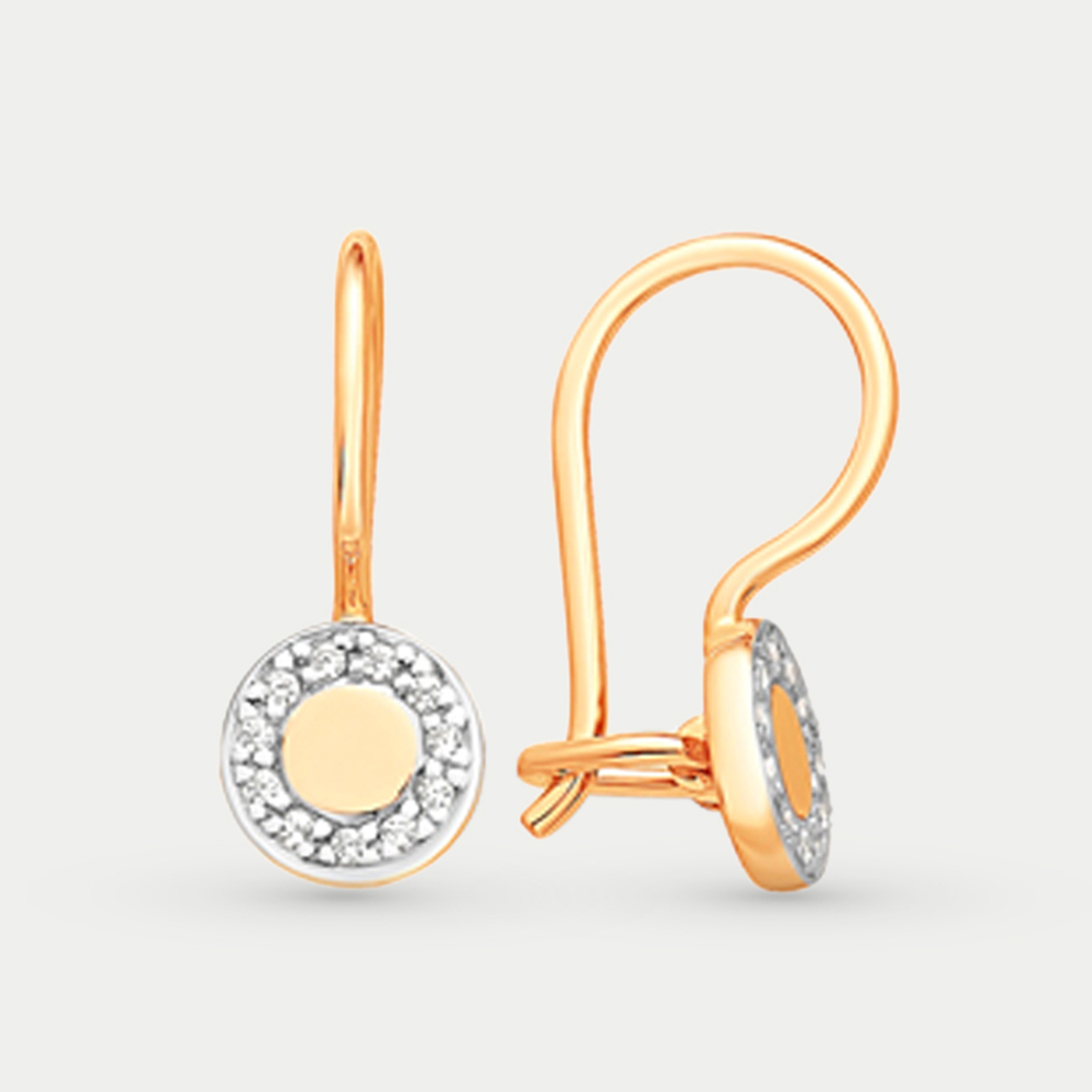Серьги детские с фианитами из желтого золота 585 пробы (арт. С43213163)