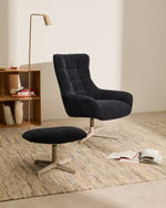 Teryl Пуф из шенилла синего цвета с серым металлом