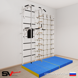 Шведская стенка Sv Sport 57540 (Турник стандарт/Брусья/Канат/Лестница/Мат 2м/Канатный лаз)
