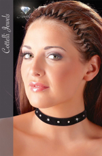 Вельветовый ошейник со стразами (Цвет: черный)