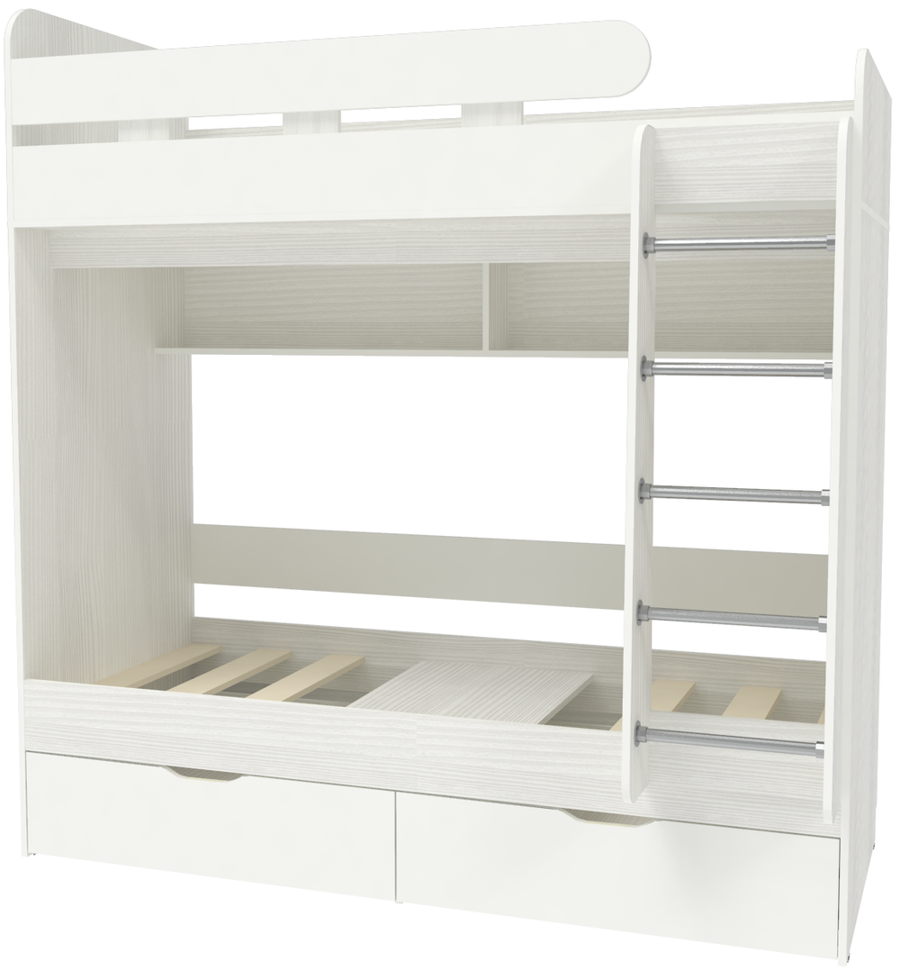Двухъярусная кровать КарИВи Юниор 5 80х190 Белое Дерево Белый