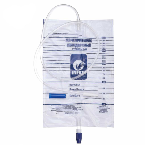 Мешок для сбора мочи 2000 мл трубка 90см с прямым сливом INEKTA 1уп/10 шт (за 1шт)