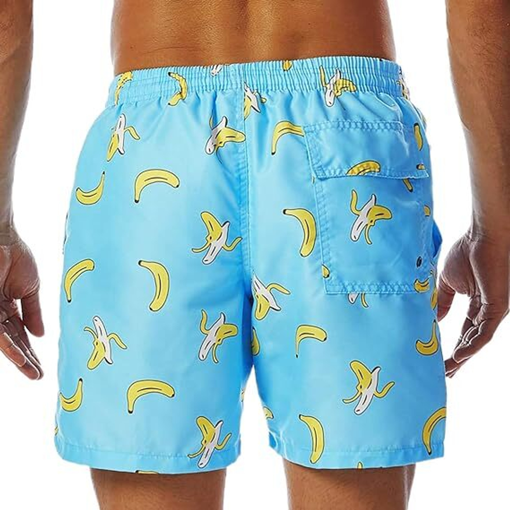 Голубые пляжные шорты с принтом в виде бананов (Размер: XXL) (Цвет: голубой)