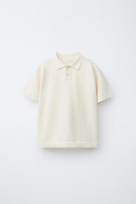 ZARA ОДНОТОННОЕ ПОЛО РЕЛЬЕФНОЙ ВЯЗКИ, ЭКРЮ