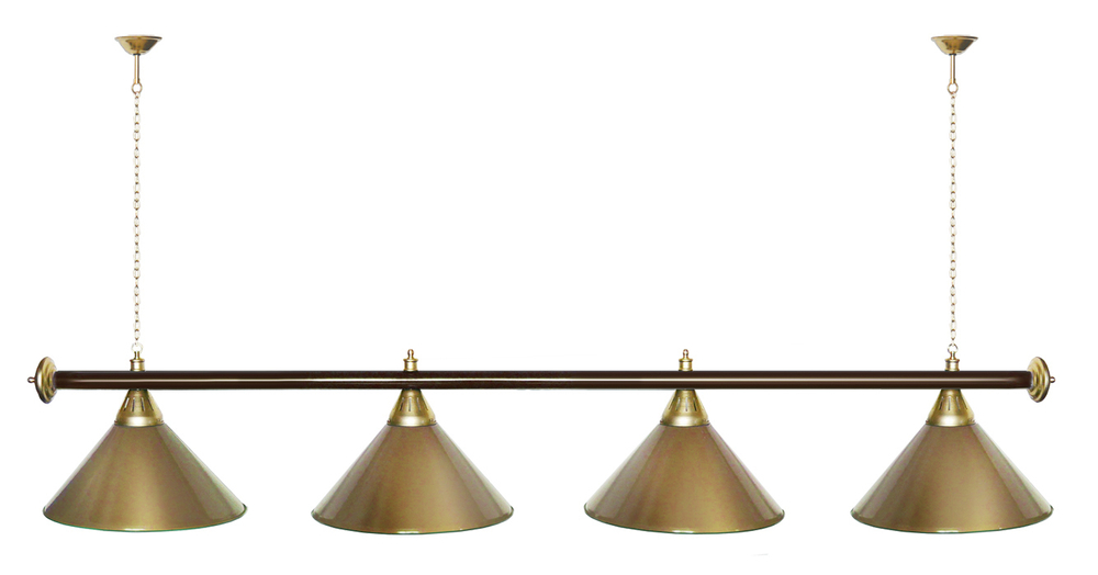 Лампа STARTBILLIARDS 4 пл. (плафоны зеленые,штанга зеленая,фурнитура золото)