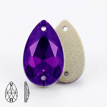 Стразы пришивные из стекла, цвет Purple velvet, форма Teardrop / Pear