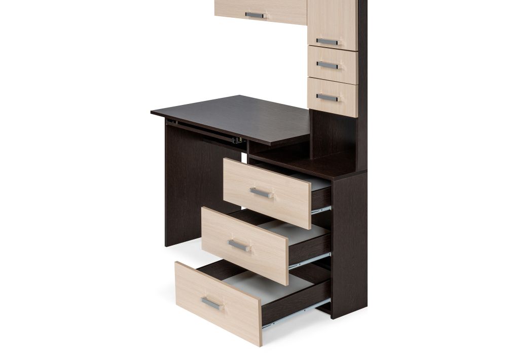 Стол компьютерный Джаз-17 левый 130х60х166,8 венге / дуб молочный