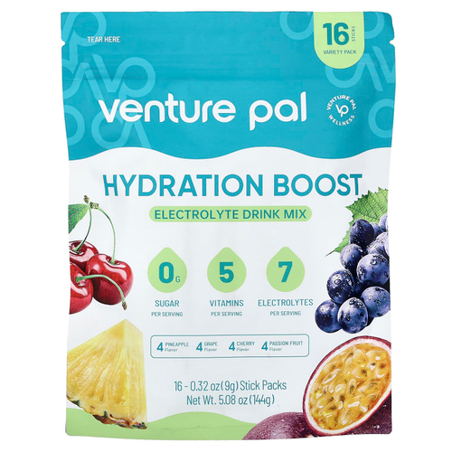 Venture Pal, Hydration Boost, смесь для приготовления электролитического напитка, ассорти вкусов, 16 пакетиков по 9 г (0,32 унции)