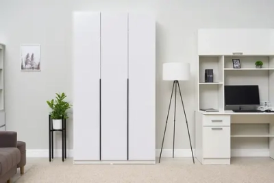 Шкаф 3-х створчатый Тивина белый / белый глянец