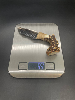 Нож обсидиановый с рукоятью из рога косули 18 см